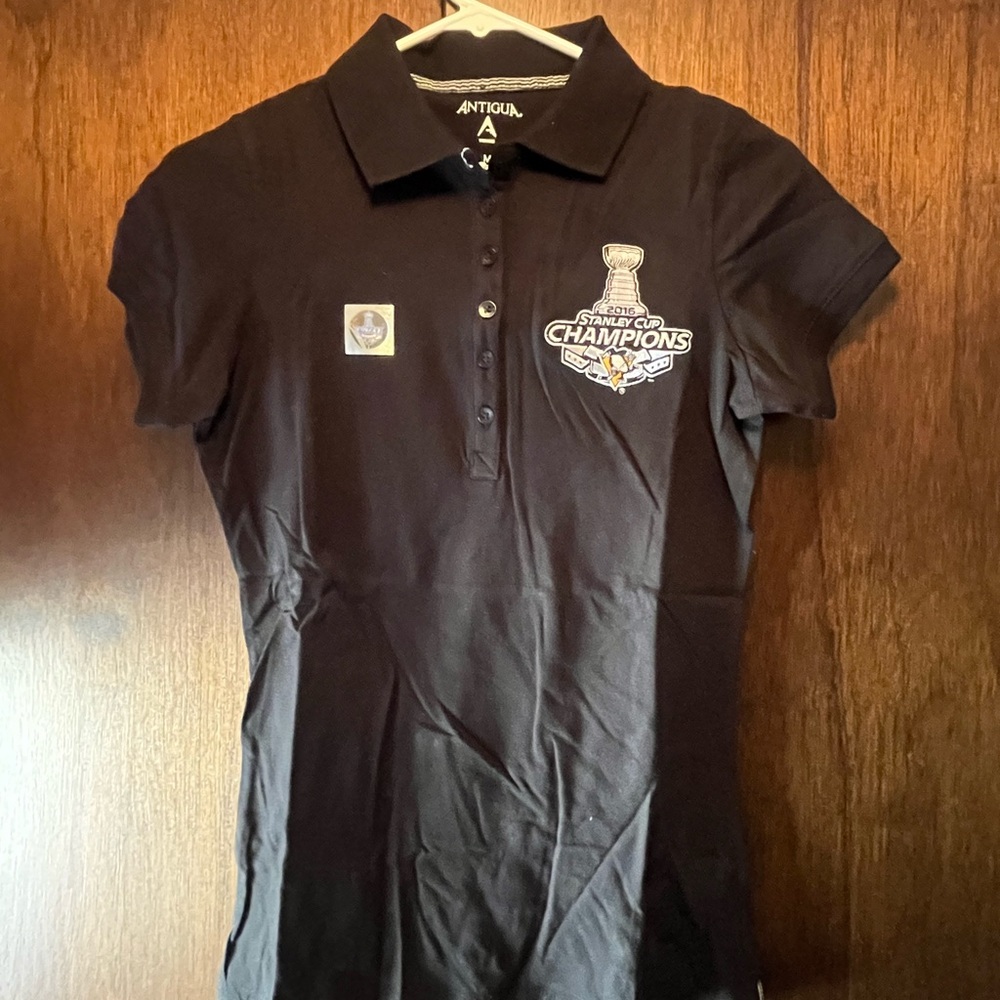 Antigua Black Pittsburgh Penguins  2016 Stanley Cup Champions Polo
